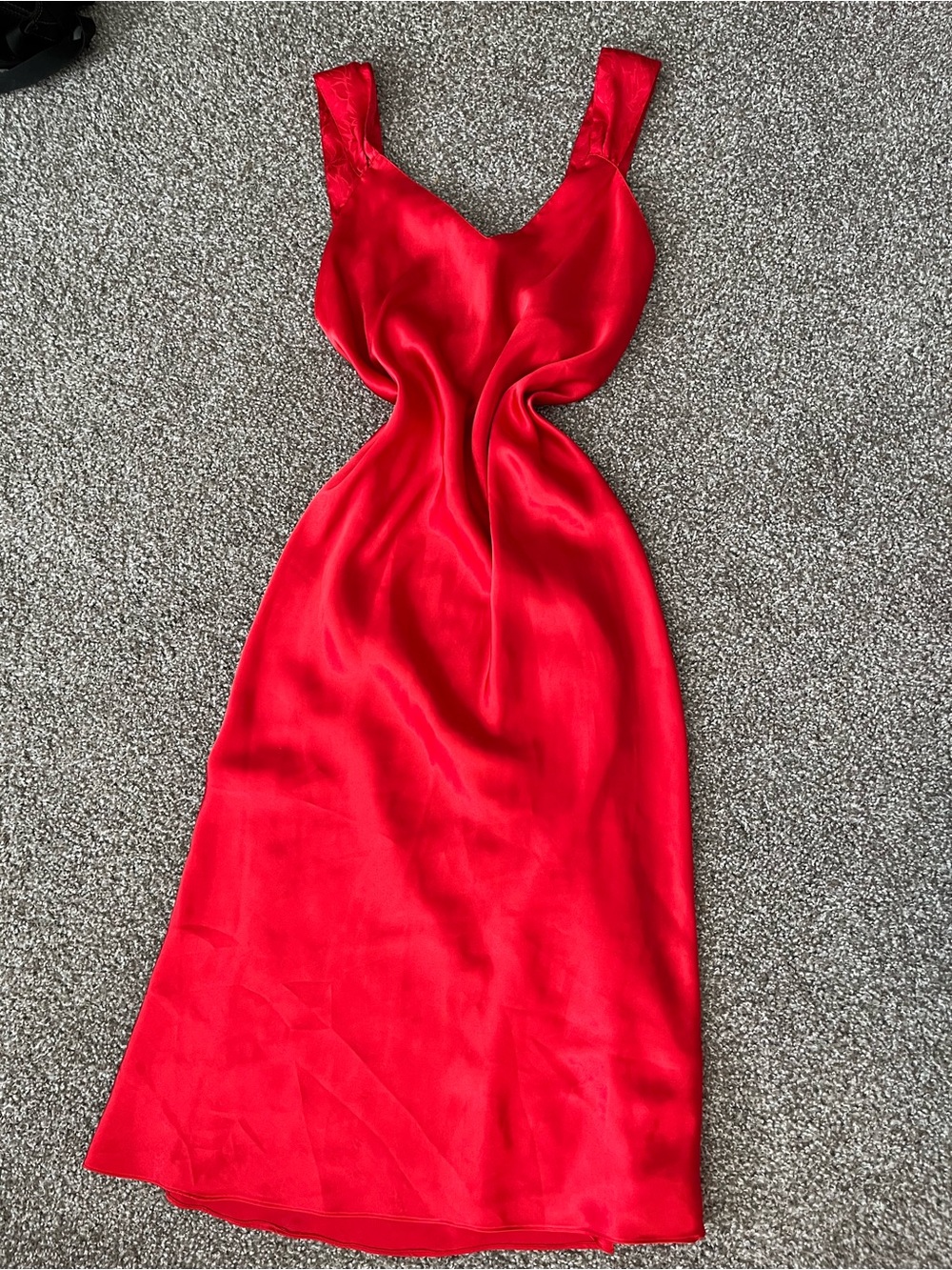VTG Go Softly Red V-Neck Slip Lingerie Dress